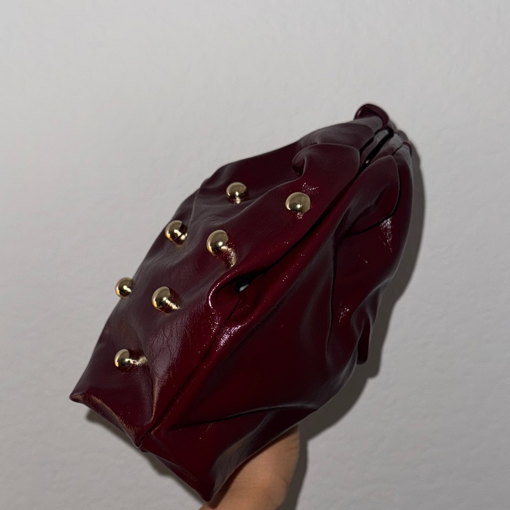 Studded Burgundy Clutch - Picture 4 of 6